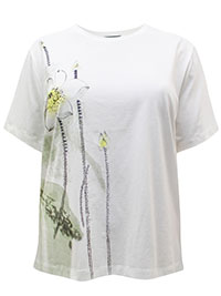 Hepburn KHKAI Cotton Rich Embroidered Floral Print Top - Plus Size 20/22 to 24/26 (P1 to P2)