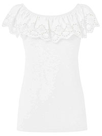 JB WHITE Broderie Frill Top - Size 8 to 18