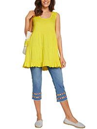 BPC YELLOW Sleeveless Shirred Strap Tiered Top - Plus Size 14/16 to 30/32 (US M to 3XL)