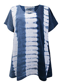 J.Jill NAVY Pure Cotton Tie Dye Short Sleeve Tee - Size 6 to 22 (US XS to 2X)
