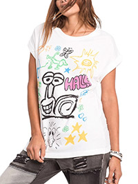 BPC WHITE Pure Cotton Doodle Print T-Shirt - Plus Size 14/16 to 22/24 (US M to XL)