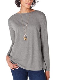 J.Jill GREY Luxe Supima Forward Seam Top - Size 4/6 to 22 (US XS to 2X)