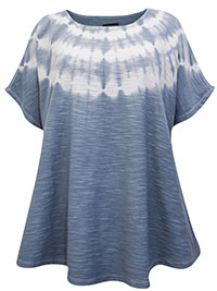 J.Jill GREY Pure Cotton Tie Dye Relaxed Tee - Plus Size 16/18 to 28/30 (US L to 4X)
