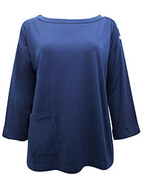 NAVY Button Shoulder Top - Size 8/10 to 28/30 (US S to 4X)