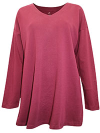 WINE Supima Cotton Long Sleeve Tunic - Size 4/6 to 24/26 (US XS to 3X)