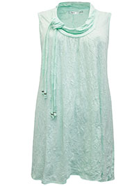 BPC LIGHT-GREEN Beaded Tie Cowl Neck Crushed Tunic Vest - Size 10/12 to 30/32 (US S to 3XL)