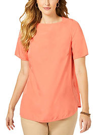 Jessica LondonPEACH Short Sleeve Square Neck Blouse - Plus Size 14 to 28 (US 12W to 26W)