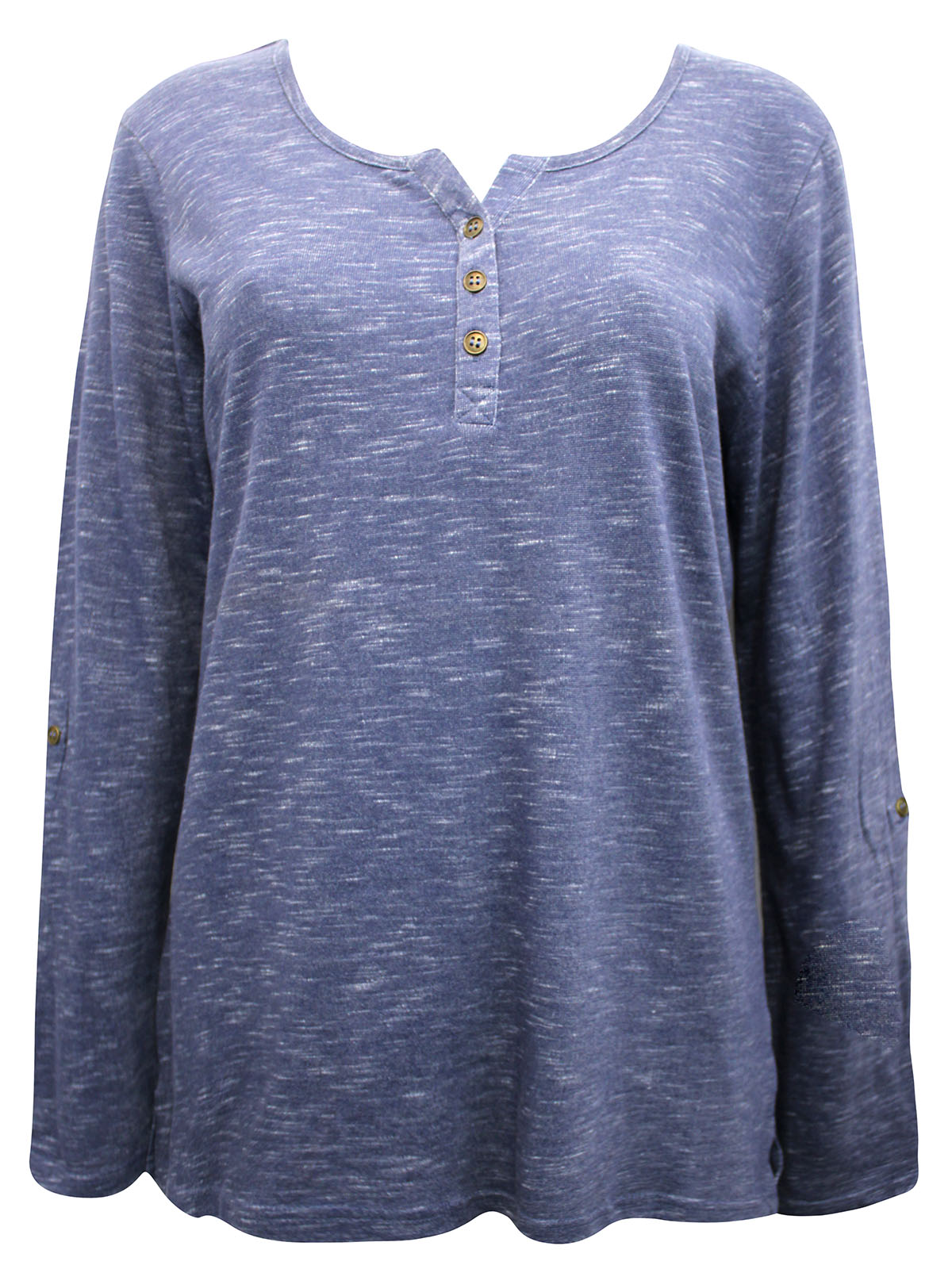 BPC - - BPC LIGHT-BLUE Long Sleeve Melange Knit Jersey Henley Top ...