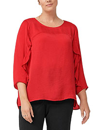 RED Doris Frill Blouse - Plus Size 22 to 34 (EU 48 to 60)