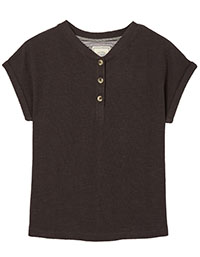 FF DARK-GREY Southbourne Henley Top - Size 8 to 18