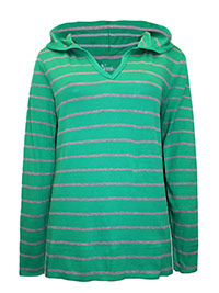 GREEN Cotton Rich Striped Hoodie - Size 10/12 to 22 (US M to XXL)