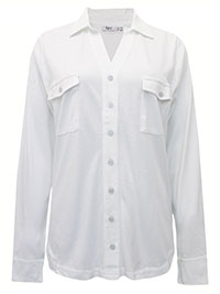 WHITE Long Sleeve Pocket Jersey Shirt - Size 10/12 to 34/36 (S to 4XL)