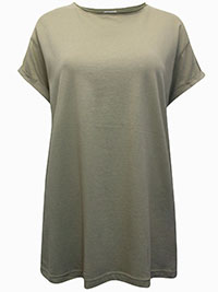 KHAKI Scoop Neck Roll Sleeve T-Shirt - Size 6/8 to 22/24 (XS to XL)