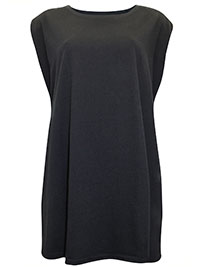 BLACK Pure Cotton Padded Shoulder Top - Size 10/12 to 18/20 (S to L)