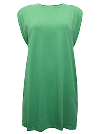 GREEN Pure Cotton Padded Shoulder Top - Size 10/12 to 22/24 (S to XL)