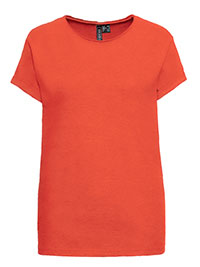 BURNT-ORANGE Scoop Neck Roll Sleeve T-Shirt - Size 6/8 to 22/24 (XS to XL)