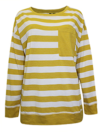 MUSTARD Cotton Rich Bold Striped Top - Plus Size 14/16 to 22/24 (M to XL)