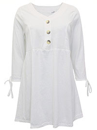 WHITE Pure Cotton Panelled Sweatshirt - Size 10/12 to 26/28 (XS to 2XL)