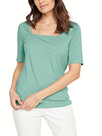 MINT Cotton Rich Square Neck Top - Size 10/12 to 26/28 (S to 2XL)