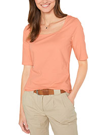 PEACH Cotton Rich Square Neck Top - Size 10/12 to 26/28 (S to 2XL)