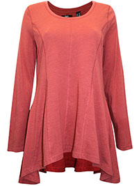 RUST Pure Cotton Panelled Tunic Top - Size 10/12 to 30/32 (S to 3XL)