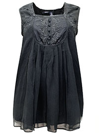BLACK Sleeveless Embroidered Chiffon Blouse - Plus Size 20 to 28 (US 18W to 26W)