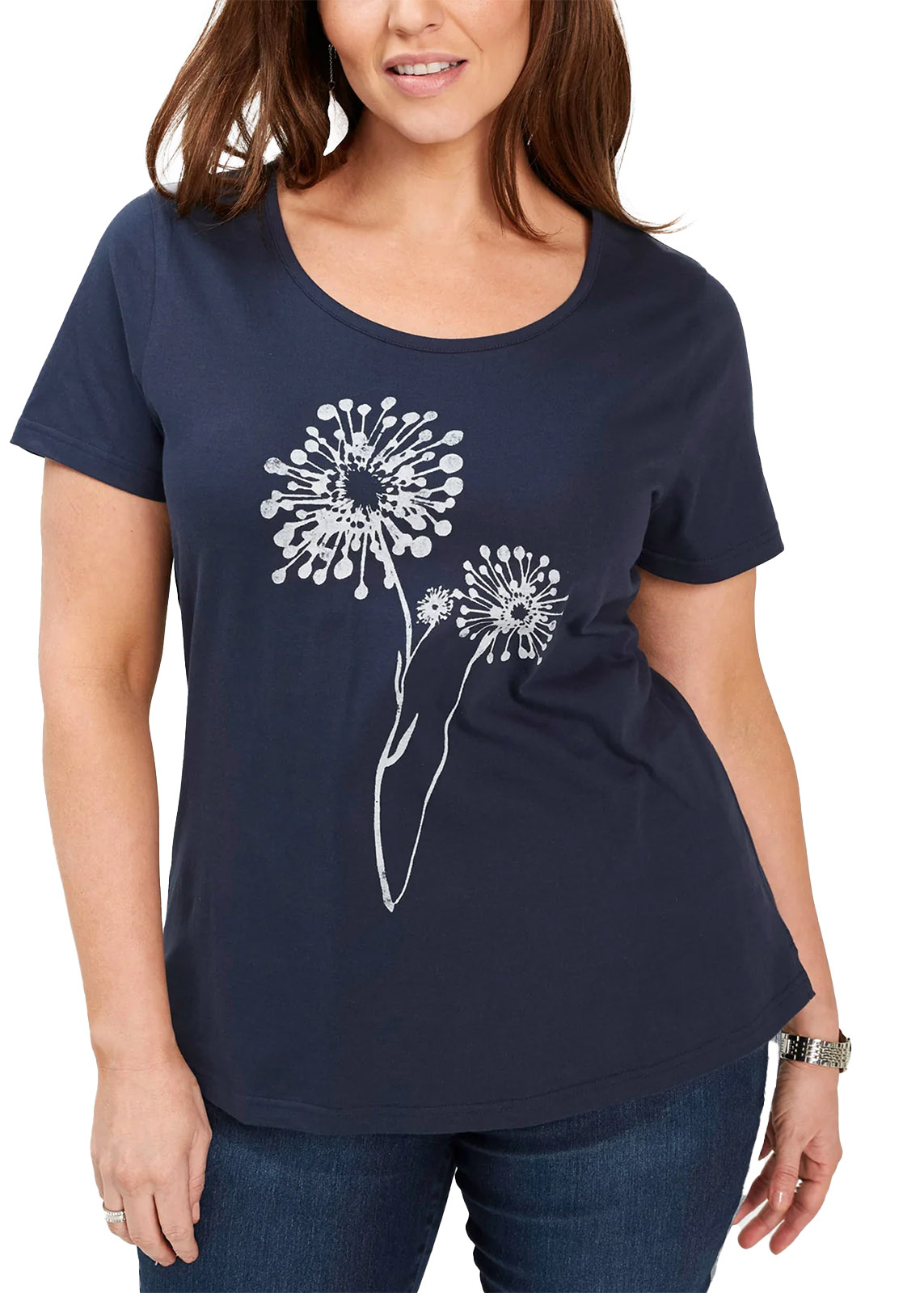 NAVY Cotton Blend Dandelion Print T-Shirt - Size 10/12 to 30/32 (S to 3XL)