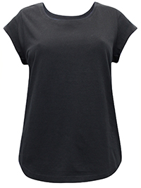 BLACK Pure Cotton Cap Sleeve Top - Size 10/12 to 30/32 (S to 3XL)