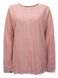 PINK-PEONY Pure Cotton Raw Hem Top - Size 10/12 to 22 (S to XL)