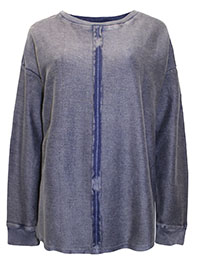 NAVY Pure Cotton Raw Seam Sweatshirt - Size 10/12 to 22 (S to XL)