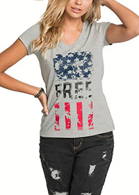 GREY Pure Cotton Distressed American Flag Top - Plus Size 18/20 to 22/24 (L to XL)