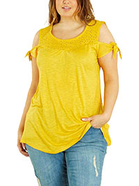 OCHRE Pure Cotton Broderie Jersey T-Shirt - Plus Size 20/22 to 32/34 (EU 46/48 to 58/60)
