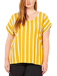 OCHRE Pure Cotton Vertical Striped Short Sleeve Top - Plus Size 20/22 to 32/34 (EU 46/48 to 58/60)