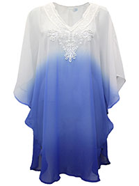 BLUE Bead & Sequin Embellished Kaftan - Plus Size 14 to 22 (EU 40 to 48)
