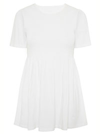 Curve WHITE Shirred Bodice Smock Top - Plus Size 22 to 24