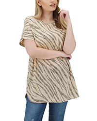 ALMOND Animal Print Short Sleeve Woven Top - Plus Size 16 to 20