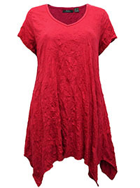 SCARLET Cotton Blend Hanky Hem Crinkle Top - Size 10/12 to 30/32 (S to 3XL)