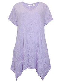 LILAC Cotton Blend Hanky Hem Crinkle Top - Size 10/12 to 30/32 (S to 3XL)