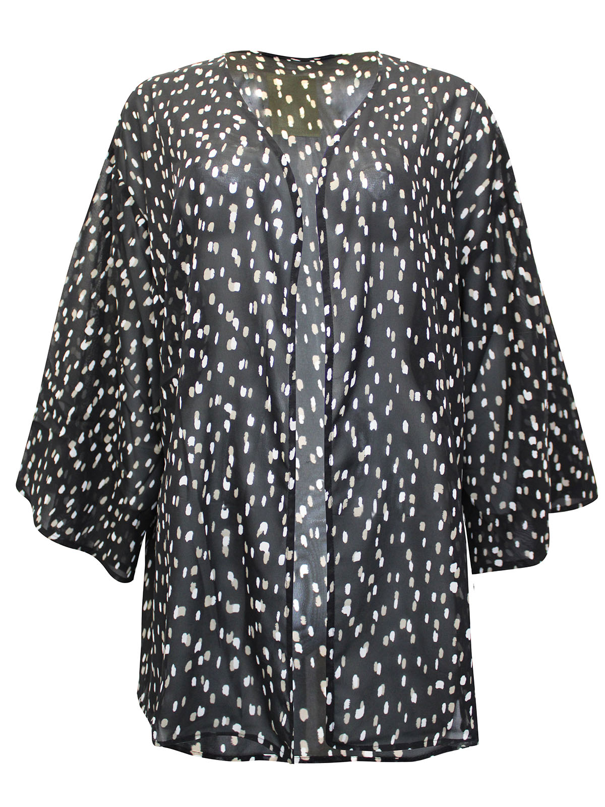 Capsule - - BLACK Printed Woven Kimono - Plus Size 16 to 24
