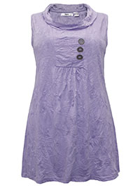 LILAC Sleeveless Cowl Neck Button Top - Size 10/12 to 30/32 (S to 3XL)