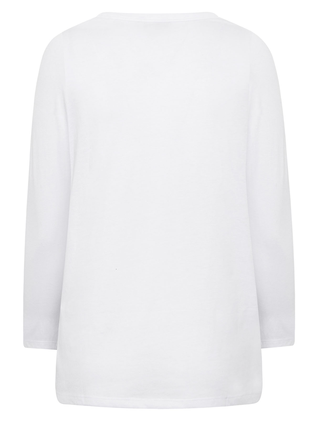 CURVE - - WHITE Cotton Rich Long Sleeve T-Shirt - Plus Size 14 to 38/40