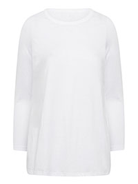 WHITE Cotton Rich Long Sleeve T-Shirt - Plus Size 14 to 38/40