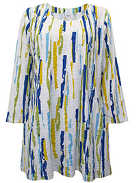 WHITE Pure Cotton Abstract Print Pocket Tunic - Size 10/12 (S/M)
