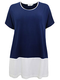 NAVY Color Block Jersey T-Shirt - Size 10/12 to 16/18 (S/M to L/XL)
