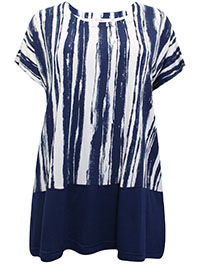 INDIGO Painterly Stripe Color Block Jersey T-Shirt - Size 8/10 to 16/18 (XS/S to L/XL)