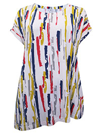 MULTI Abstract Print Asymmetric Hem Top - Size 8/10 to 12/14 (XS/S to M/L)