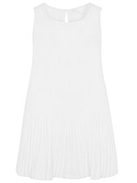 Curve WHITE Sunray Pleat Vest Top - Plus Size 22 to 30/32