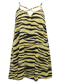 PLUS YELLOW Zebra Print Strappy Swing Cami Top - Plus Size 16 to 24