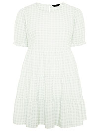 PLUS PALE-GREEN Gingham Tiered Tunic Top - Plus Size 20 to 24
