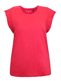 RED Pure Cotton Cap Sleeve Raw Edge Top - Size 10/12 to 30/32 (S to 3XL)